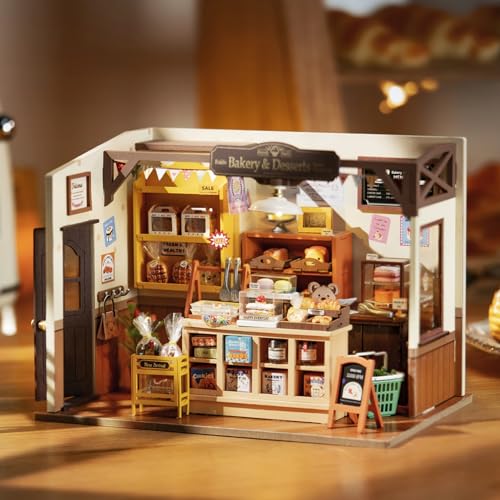 ROWOOD DIY Miniatur Haus Backhaus Puppenhaus | DIY Mini Holz Haus Modellbausatz | Bastelset Geburtstag Geschenke für Erwachsene Frauen Mädchen