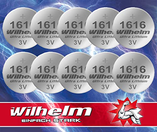 10 x CR1616 CR 1616 WILHELM Lithium Knopfzelle 3V 55mAh ø16 x 1,6 mm Batterie DL1616