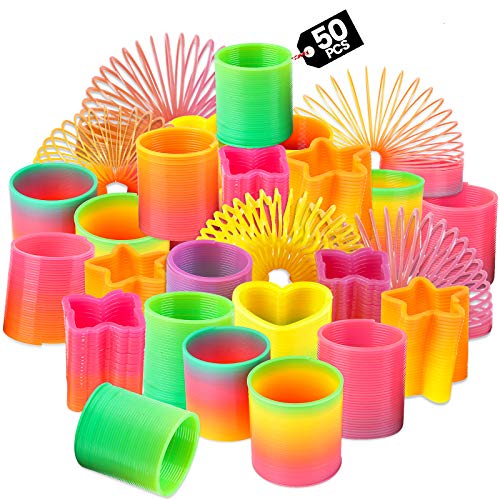 Bedwina Regenbogenspirale Sortiment – 50 St. Mini Regenbogen Spirale für Kinder | Leuchtende Farben & Formen, Mitbringsel Kindergeburtstag, Party Mitgebsel und Kleine Geschenke Adventskalender Kinder