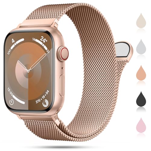 OULUOQI Ersatzarmband Kompatibel mit Apple Watch Armband 41mm 40mm 38mm 45mm 44mm 42mm 49mm Damen Herren, Einstellbar Metall Armbänder aus Edelstahl für iWatch Series Se Ultra 9 8 7 6 5 4 3 2 1