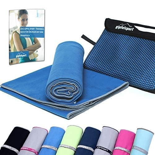 gipfelsport Mikrofaser Handtuch Set - für Sauna, Fitness, Sport I Strandtuch, Sporthandtuch I Blau XL: 180x80