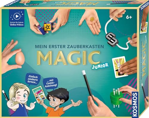 Kosmos 694333 Magic Junior - Mein erster Zauberkasten, Zauberkasten für Kinder ab 6 Jahre, kinderleicht Zaubertricks Lernen Dank Comic-Anleitung