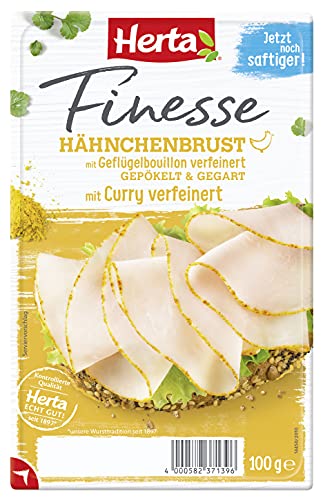 Herta Finesse Hähnchenbrust, mit Geflügelbouillon und Curry verfeinert, 100 g