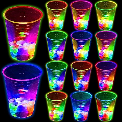 meishuneu 16 Unzen leuchtende Partybecher für Indoor-Outdoor-Party-Event-Spaß, blinkende Farbe, leuchtende Becher für Nachtveranstaltungen, Gastgeschenke, Dekorationen, leuchtende Becher