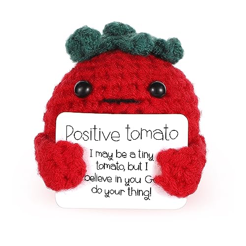 Lustige Positive Tomate, 5,8cm Gestrickte Positive Kartoffel Kreatives Süßes Positive Potato für Geburtstagsgeschenke Party Dekoration Ermutigung