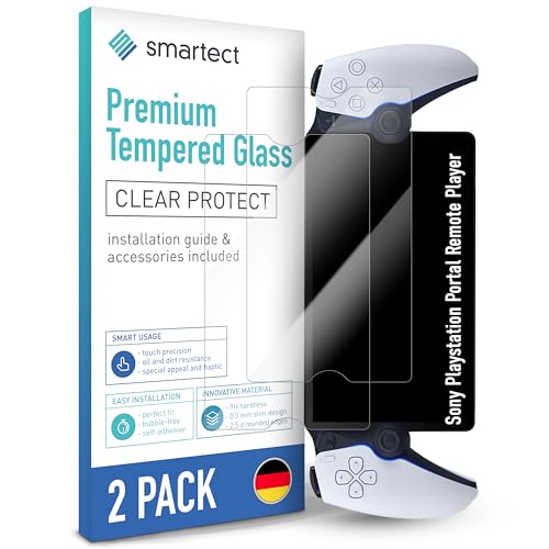 smartect Schutzglas [2 Stück, Klar] kompatibel mit Sony Playstation Portal Remote Player, HD Schutzfolie Anti-Kratzer, Blasenfrei, 9H Härte, 0.3 mm Ultra-klar, Ultrabeständig