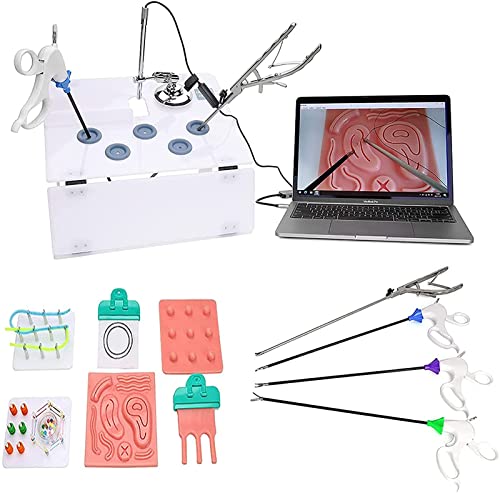 summerr Laparoskopische Trainer-Simulator-Box, Komplettes Chirurgie-Trainingsset mit Instrumenten und Zubehör, für Ärzte und Studenten