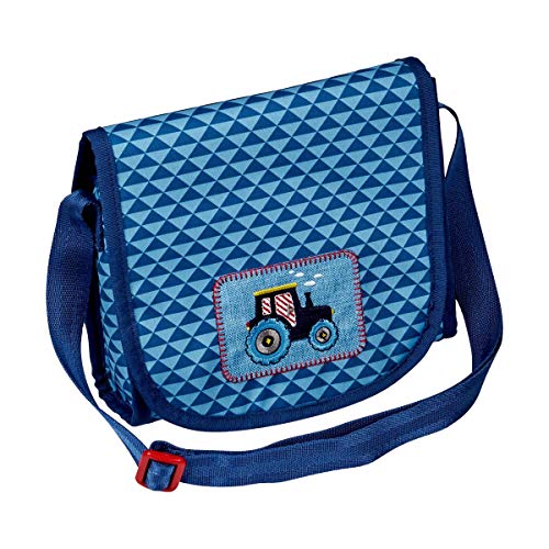 Die Spiegelburg Kleine Freunde Umhängetasche Traktor Tasche Kindergarten Jungen Blau 20 x 18,5 x 7 cm