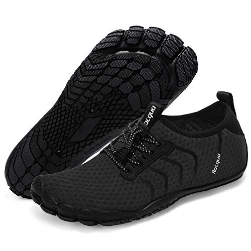 Racqua Water Shoes Quick Dry Barefoot Beach Aqua Sport Swim Surf Pool Hiking Diving Walking for Men Women Black 13