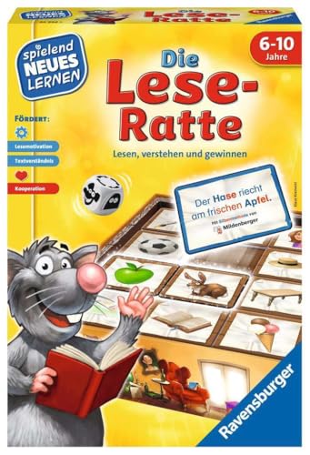 Ravensburger 24956 - Die Lese-Ratte - Spielen und Lernen für Kinder, Lernspiel für Kinder ab 6-10 Jahren, Spielend Neues Lernen für 1-4 Spieler, Yellow