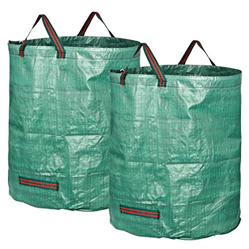 GardenMate 2X 272l Gartensack Laubsack Gartenabfallsack stabil - Gartensäcke für Gartenabfälle - Laubsäcke Rasenschnitt - Grünschnittsäcke faltbar, groß, robust aus Polypropylen-Gewebe 150GSM