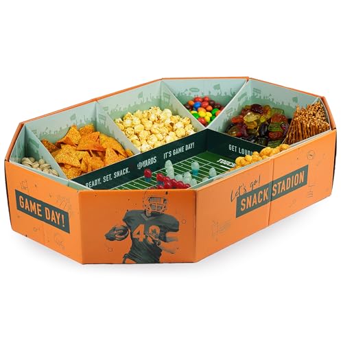 40YARDS American Football Snack Stadium – Großes XXL Snack Stadion (61 x 43 cm): Super als Deko für Football Bowl Party oder als Geschenk (wiederverwendbar)