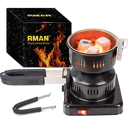 RMAN Shisha Kohleanzünder Elektrischer für Shisha Kohle 450W Elektrisch Kohlegrill mit extra langem 150cm Kabel abnehmbarem Kohlekorb multifunktionaler Griff Shisha Zubehör