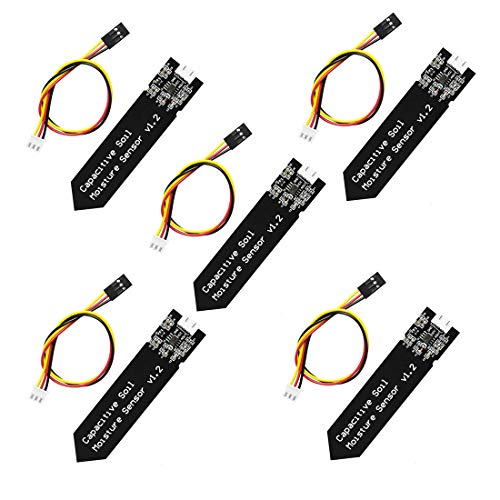 Hailege 5pcs Capacitive Soil Moisture Sensor Module Wide Voltage 3.3~5.5V With Cable Wire for Arduino