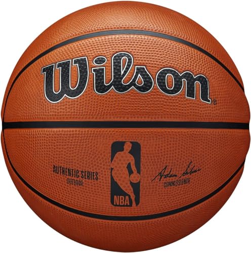 Wilson Basketball NBA AUTHENTIC SERIES, Outdoor, Tackskin Gummi, Größe: 6, Braun