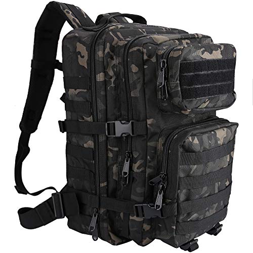 ProCase 40L Militär Taktische Rucksack, Große Kapazität 3 Tage Armee Assault Pack Bag Go Bag Rucksack für Wandern Jagd, Trekking und Camping und andere Outdoor Aktivitäten -Camoblack