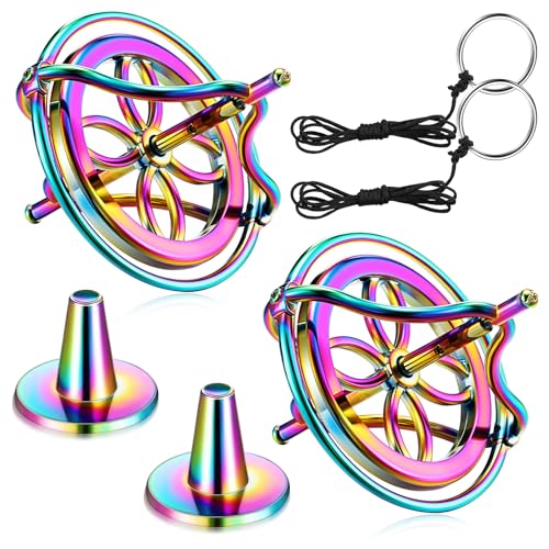 meekoo 2 Packung Metall Anti-Schwerkraft Gyroskop Bunte Spinnen Top Gyroskop Balance Spielzeug Pädagogisches Geschenk