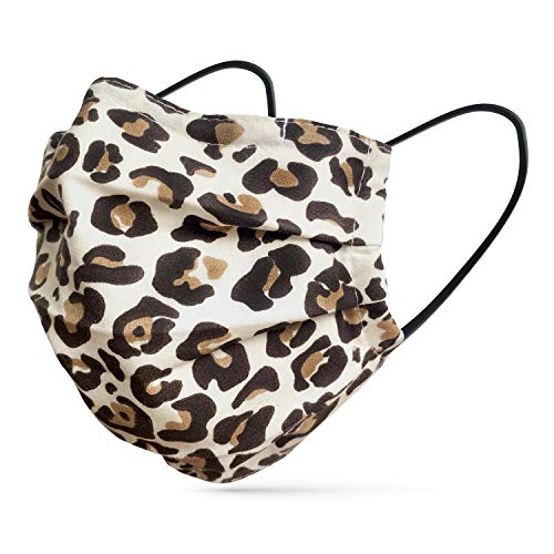 tanzmuster ® Gesichtsmaske für Kinder - Stoffmaske mit Nasenbügel und Filtertasche - Alltagsmaske waschbar - 100% Baumwolle OEKO-TEX Standard 100. Hauchdünn 11-Leopard beige S