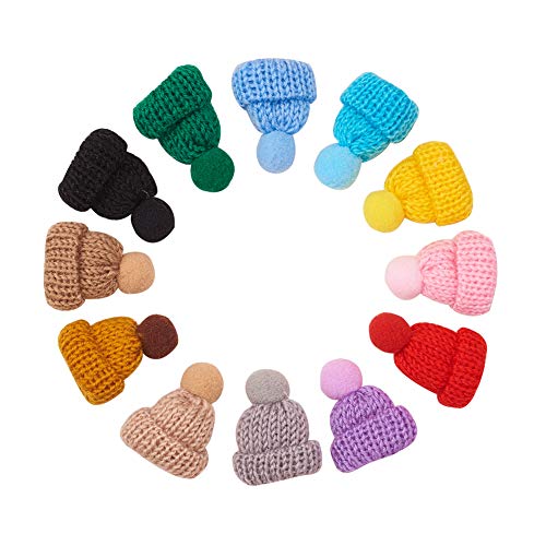 nbeads 60 Stück gestrickt Mini Hut Ornamente, Cute Hat Handmade Wolle Gewebt Hut Dekoration Für Schmuck Machen DIY Weihnachten Handwerk, Gemischte Farben