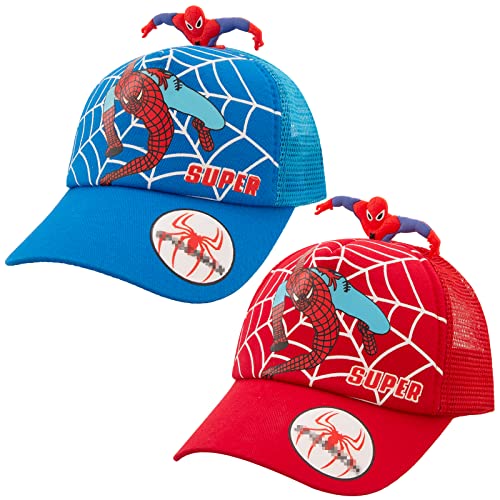 Basecap Kinder Jungen, 2 Stück Spider Figuren Baseball Cap Kinder Kappe Mütze Geschenk Superheld Snapback Geburtstag Schule Sport Sonnenschutz Verstellbare Hüte für kleine Kleinkinder