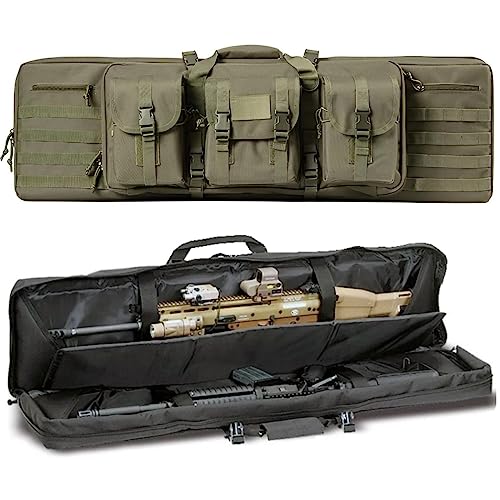 ACEXIER Double Rifle Bag Gepolsterte abschließbare Karabiner Lange Gewehrtasche Gewehrrucksack Waffentasche für Jagd Schießstand Schusswaffentransport mit Molle-System (Green,47inches/118cm)