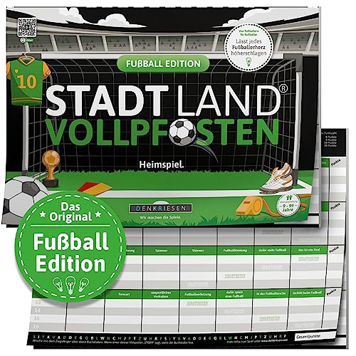 DENKRIESEN - Stadt Land VOLLPFOSTEN® - FUßBALL Edition - Heimspiel. | Spielblock | Geburtstagsgeschenk | Familienspiel | Stadt Land Fluss