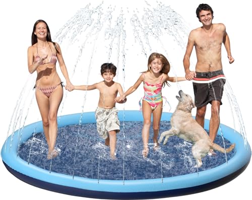 Tosekry Kinder Sprinkler mit Antirutschfunktion, 200CM Wasserspielzeug Hund Pool, Wasserspielzeug Kinder Outdoor Spiele, Wassersprinkler Kinder Splash Pad(blau-200cm)