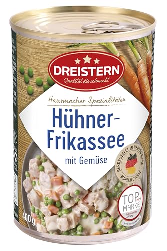 Dreistern Hühnerfrikassee mit zartem Gemüse Ringpull Dose, 400 g