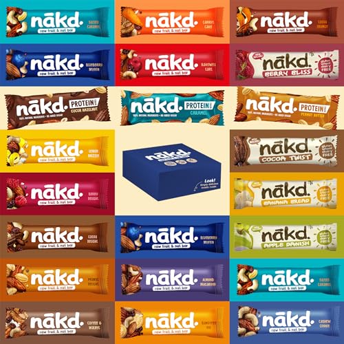 Nakd Bars Nakd Frucht- und Nussriegel Gesunde Snacks für Erwachsene und Kinder. Frühstücksbars Essen. Vegane, milchfreie, weizenfreie, glutenfreie Riegel. (24 Bars)