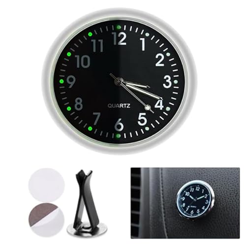 Auto Armaturenbrettuhr Autouhr Selbstklebend Leuchtende Auto Uhr Universelle Taschenuhr Auto Lüftungsschlitz Clip Uhr für Auto Lnnendekoration Geeignet für Jede Auto Dekoration (Schwarz)