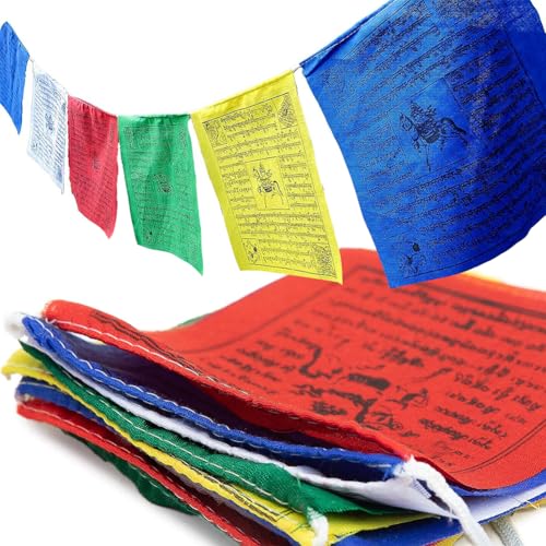 Gebetsfahne,Tibetische Flaggen,Tibet Buddhist Prayer Flagge,Tibetische Buddhistische Gebetsfahnen,Tibetische Gebetsfahnen,Für Buddhistische Altäre,Meditationsräume, Außendekoration,20 Seiten,5 Meter