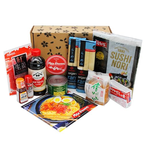 Miso Ramen Kochset für japanische Nudelsuppe (für 6 Portionen, 10-teilige DIY Ramen Box, inkl. Anleitung), Geschenkidee