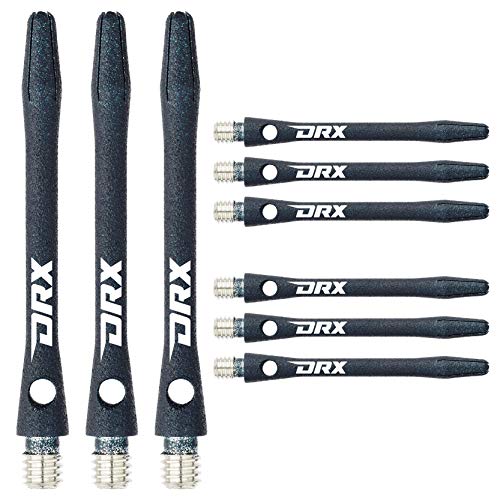 RED DRAGON DRX Coated Aluminium Medium Black Logo Dart Stems (Shafts) - 2 Sets per Pack (6 Stems in total)