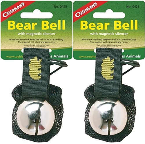 Coghlan's Bear Bell w/Magnetic Silencer Bag & Loop Strap Warns Animals 2-Pack