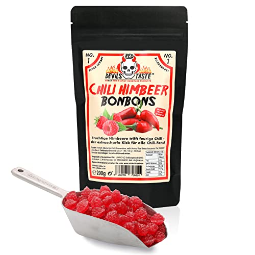 Chili Himbeer Bonbon - zuckerfrei- xtra scharf - 200g - RED DEVILS TASTE - im Zip Beutel