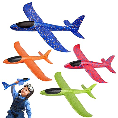 PATRICHOR Styroporflieger Flieger Styropor Kinder, 4 Stücke Flugzeug Styropor Wurfgleiter, Flugzeug Kinder, Segelflugzeug Kinder, Flugzeug Spielzeug Groß