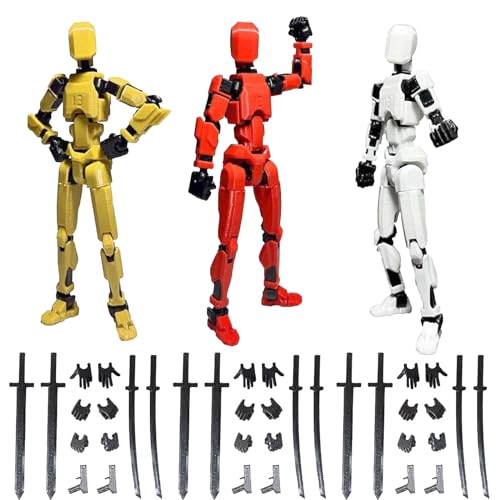 3 Stück T13 Figur,Action Figur,13 Types Action Figures,T13 Action Figure,Actionfiguren mit Mehreren Gelenken,Dummy 13 Actionfigur,3D Gedruckte Actionfigur für Desktop-Dekorationen