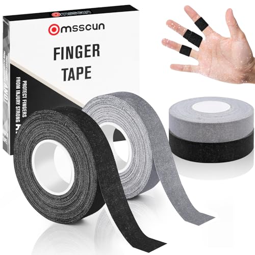 Omsscun 4 Rollen Fingertape, 1,5cm Breit Boulder Tape, Klettertape, Sport Finger Tape für Bouldern Basketball Tennis Volleyball Handball Kraftsport (Schwarz + Grau)