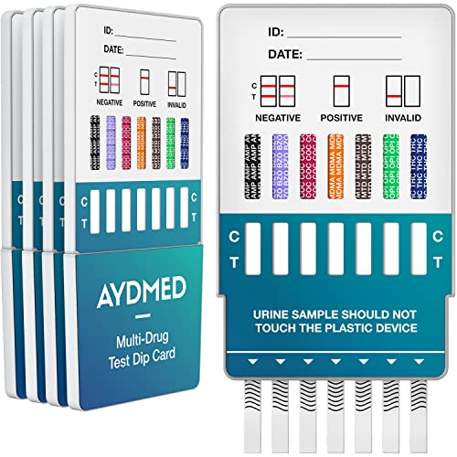 5 x Aydmed Drogenschnelltest Dip-Karten für 7 Drogenarten | Drogentest für Urin | Test auf Kokain, Cannabis, Opiate, Methadon, Amphetamine, Ecstasy und Benzodiazepine