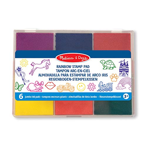 Melissa & Doug Regenbogen-Stempelkissen | 6 auswaschbare Tinten | Stempelkissen für Kinder | 3+ | Geschenk für Jungen oder Mädchen