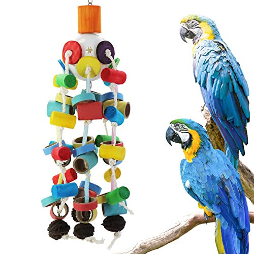 MYMULIKE Papageien Spielzeug Vogel Futter Spielzeug Holz, 15.7inches(40cm) starke Vogel Kauen Spielzeug für Cockatiels, Kegel, Finken, Budgie, Aras, Amazon Papageien, Sittiche, Budgie, Kegel ect