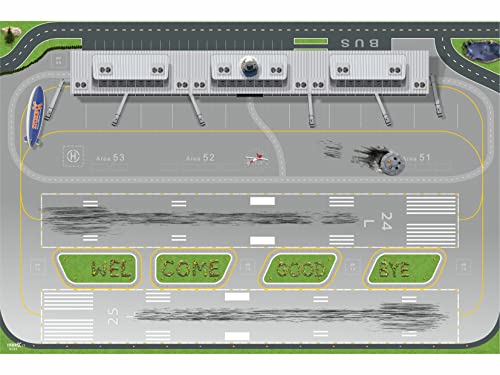 Stikkipix Flughafen Spielmatte (ähnlich Spielteppich) | SM22 | Spiel-Matte für das Kinder-Zimmer | ideales Zubehör zu Spiel-Figuren von Schleich, Playmobil, Papo, Bullyland & Co | 150 x 100 cm