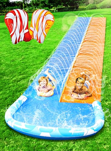 JOYIN 686 x157cm Rutsche und Wasserrutsche mit 2 Bodyboards, Kinder Wasserrutsche,Sommerspielzeug mit eingebauter Sprinkleranlage für Garten und Wasserspielzeug im Freien