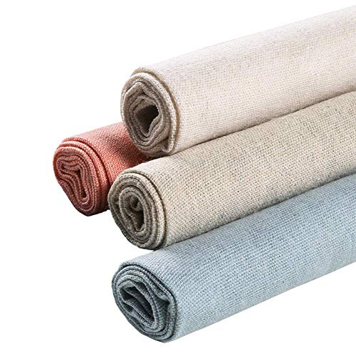 Leinenstoff 4Pcs Aida Stoff Kreuzstich Stoff Weiß Natur Leinen Nähstoff 50cm Stickerei Leinenstoff für die Herstellung von Kleidungsstücken Basteln Nadeln Stickerei Dekoration und Tischdecke