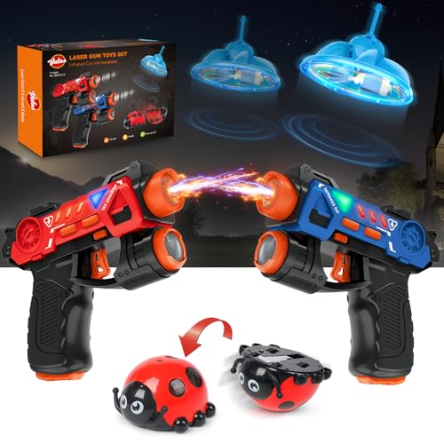 VATOS 4 IN 1 Laser Tag Guns Set, Infrarot Mini Laserpistolen für Kinder mit Fliegender UFO-Drohne & Marienkäfer, Multiplayer LaserTag Indoor Outdoor Spiel für Jungen Mädchen ab 3 Jahren & Erwachsene