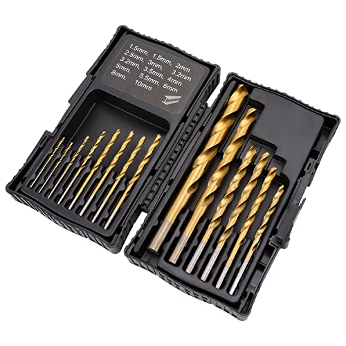 Amazon Basics - Bohrer-Set aus Hochgeschwindigkeitsstahl für Metall, Holz und Kunststoff, 1,5 - 10 mm