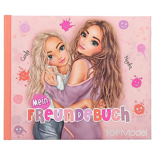 Depesche 12399 TOPModel Happy Together - Freundebuch in Rosa mit Model-Motiv, Freundschaftsbuch mit wattiertem Cover und 108 Seiten zum Eintragen für deine Freunde