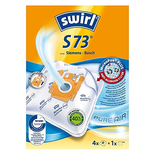 Swirl S 73 MicroPor Plus Staubsaugerbeutel für Siemens und Bosch Staubsauger | Dauerhaft hohe Saugleistung | Anti-Allergen-Filter | 4 Stück inkl. Filter