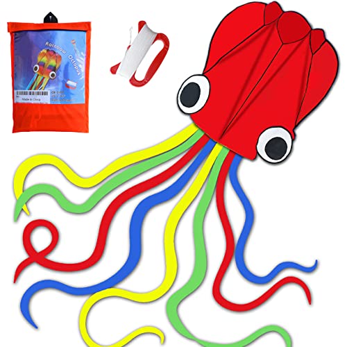 Octopus Kite with Kite Line for Girls and Boys (Red)