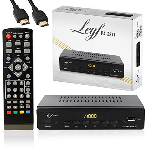 LEYF PA-2211 Kabel Receiver DVB-C Digitales Kabelfernsehen Full HD TV(DVB-C / C2, HDTV, DVB-T/T2, HD, SCART, USB) +HD Kabel, Kabelfernsehen für alle Kabelanbieter geeignet